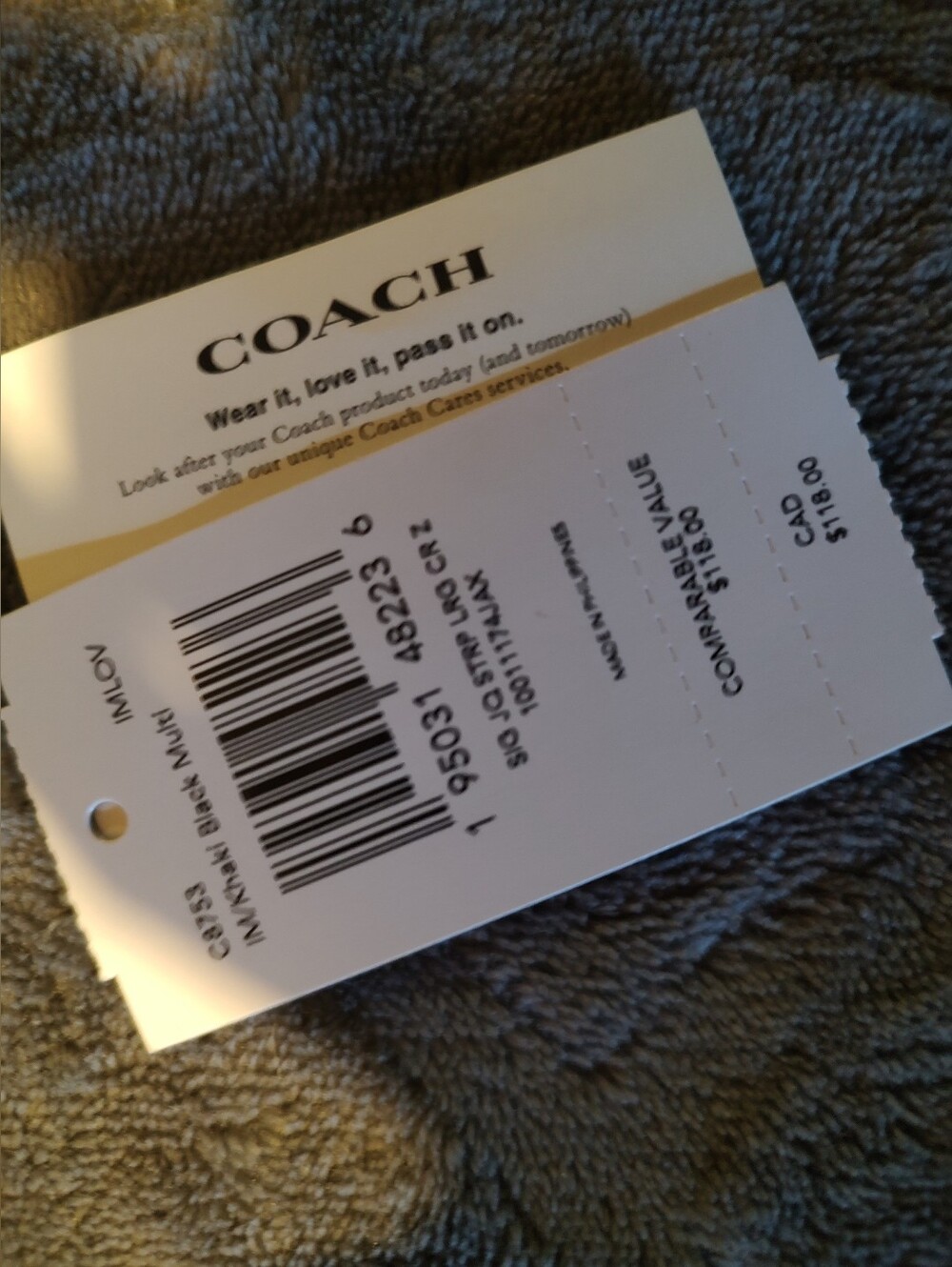 Coach Signature Stripe Tote and Wristlet Set in Brown/Beige - Picture 5 of 5